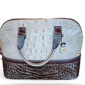 BRAHMIN VIVIAN TRI TEXTURE LIZARD/CROC EMBOSSED LEATHER DOME SATCHEL BAG
